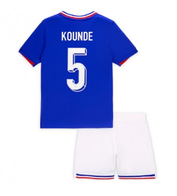 Francia Jules Kounde #5 Primera Equipación Niños Eurocopa 2024 Manga Corta (+ Pantalones cortos)